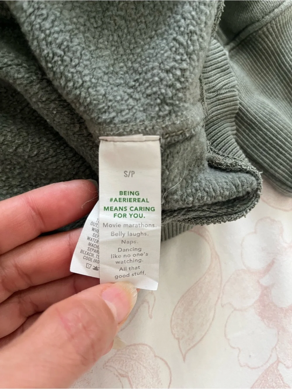 Aerie Cozy green Sage Green Knit Sleeve Sweatshirt size small - Picture 6 of 11